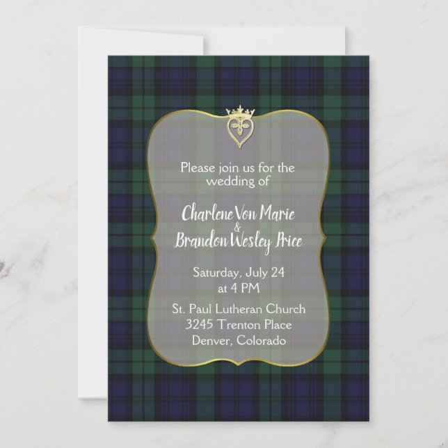Stilvolle Einladung von Black Watch Tartan zur Hoc (Vorderseite)