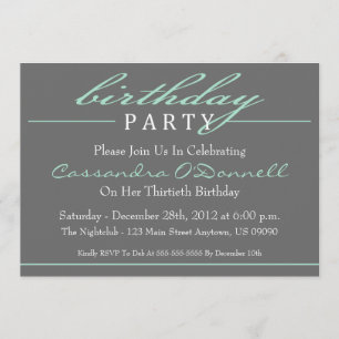 Stilvolle Einladungen zum Geburtstag (grün)