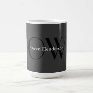 Stilvolle Einziges Grau-Schwarz-Monogramm Kaffeetasse