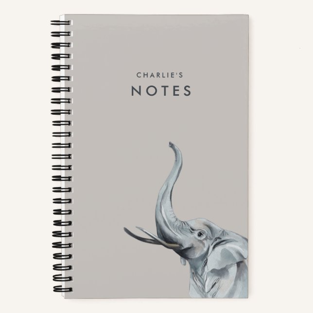 Stilvolle Elefant Personalisiert Notizbuch (Vorderseite)