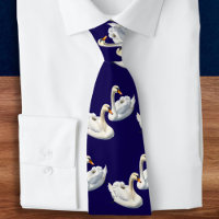 Stilvolle Elegant Birds Navy Blue Lake White Swans