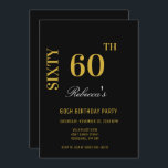 Stilvolle Elegant Black & Gold 60. Geburtstagspart Einladung<br><div class="desc">Stilvolle Elegant Black & Gold 60. Geburtstagsparty Einladung</div>