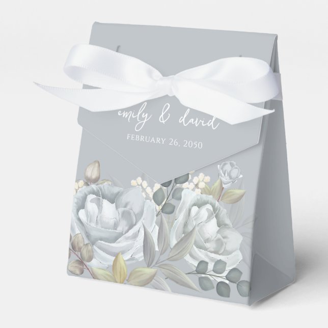 Stilvolle Elegant Blue Floral Calligraphy Ampersan Geschenkschachtel (Vorderseite)