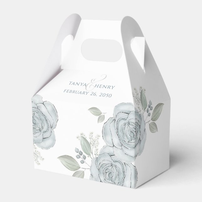 Stilvolle Elegant Blue Floral Calligraphy Ampersan Geschenkschachtel (Vorderseite)