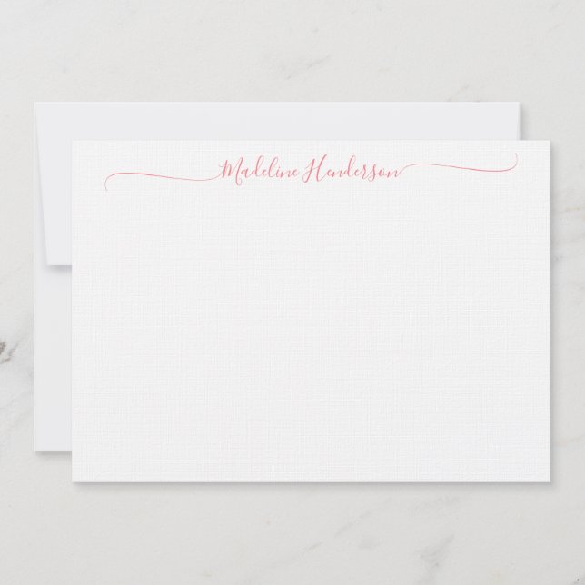 Stilvolle Elegant Blush Pink Girly Script Card Mitteilungskarte (Vorderseite)