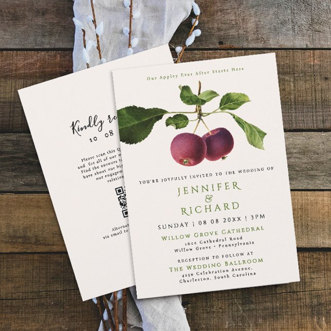 Stilvolle Elegant Burgund Apple Ever nach Hochzeit Einladung (Von Creator hochgeladen)