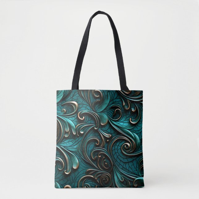 Stilvolle Elegante Aquamarine Imitate mit Leder Tasche (Vorderseite)
