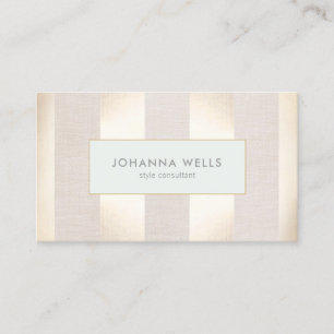 Stilvolle, elegante Beige Linen und Gold gestreift Visitenkarte