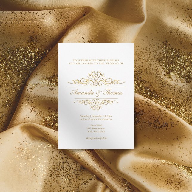 Stilvolle, elegante Golden Frame Ornament Hochzeit Einladung (Von Creator hochgeladen)