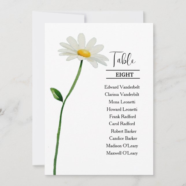Stilvolle, elegante Hochzeitstisch-Sitzkarte Einladung (Vorderseite)