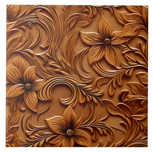 Stilvolle Elegante Imitate mit Leder, Kamelbraun Fliese (Vorderseite)