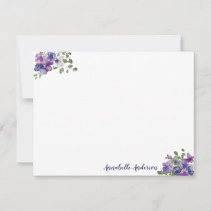 Stilvolle Elegante Lila Aquarellschrift Mitteilungskarte