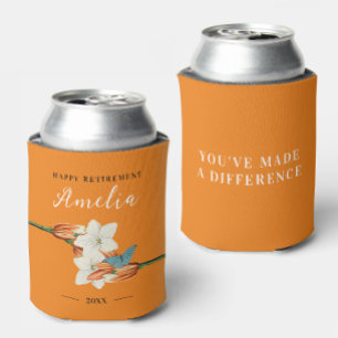 Stilvolle Elegante Orange Retirement Retro Floral Dosenkühler