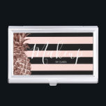 Stilvolle, elegante Rose Gold & Stripe Ananas Visitenkarten Dose<br><div class="desc">Moderne Imitate Rose Gold Ananas und Streifen Design.</div>