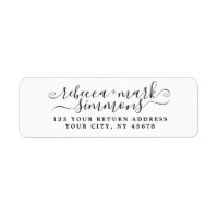 Stilvolle, elegante Script-Hochzeitsskrippe-Rückse