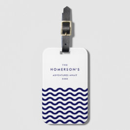 Stilvolle Familienurlaube Navy Blue Tropical Waves Gepäckanhänger