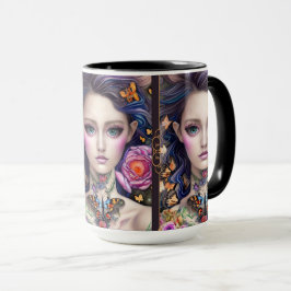 Stilvolle Fantasy Butterfly Girl mit Necklace Tass Tasse