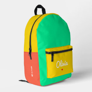 Stilvolle Farbblock Orange Gelb Grün  Bedruckter Rucksack