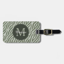 Stilvolle Farbe Grün Zebra Print Monogram und Name