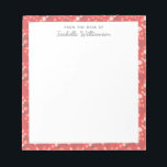 Stilvolle Farben Moderne Blumenmuster Orange Name Notizblock<br><div class="desc">Stilvoll farbiges,  modernes Blumenmuster in Orange Notepad</div>