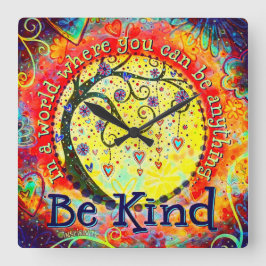 Stilvolle farbenfrohe Bäume Whimsical Kindness Zit Quadratische Wanduhr