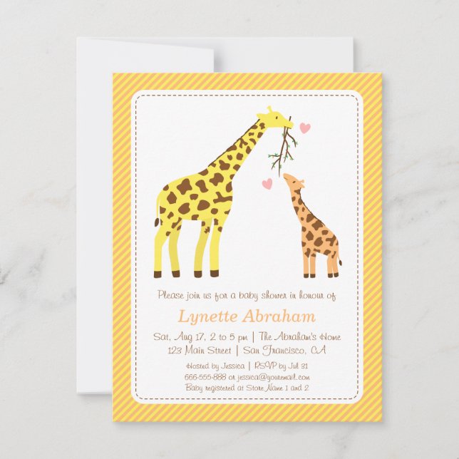 Stilvolle farbenfrohe Giraffe Baby Dusche Einladun Einladung (Vorderseite)
