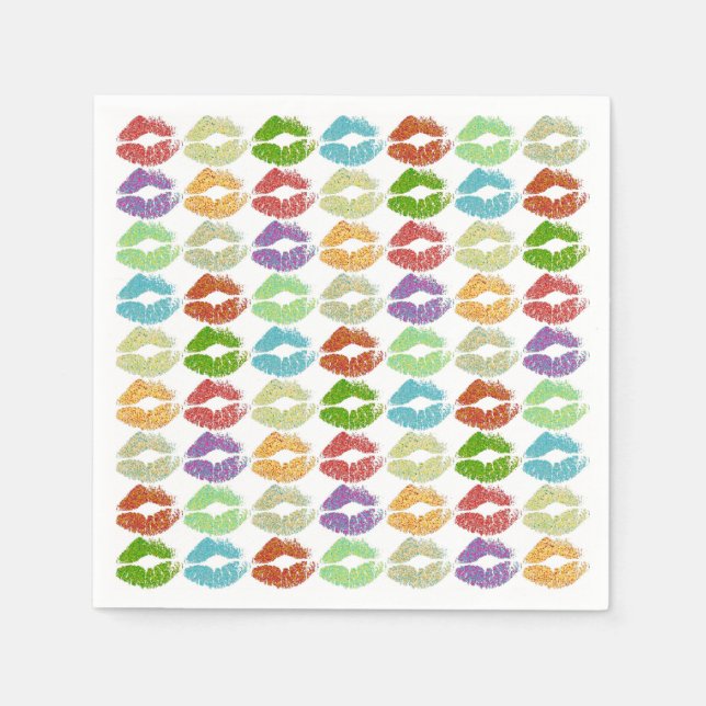 Stilvolle farbenfrohe Lippen #5 Serviette (Vorderseite)