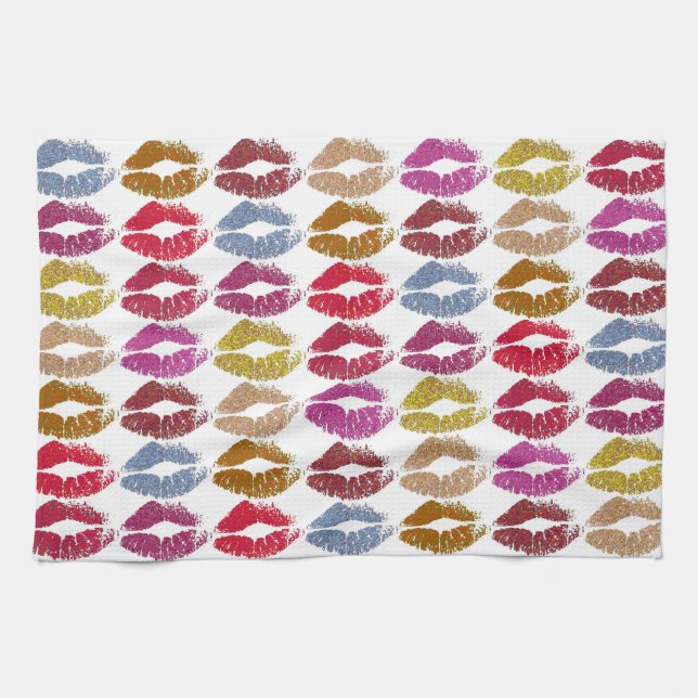 Stilvolle farbenfrohe Lips #11 Geschirrtuch (Horizontal)