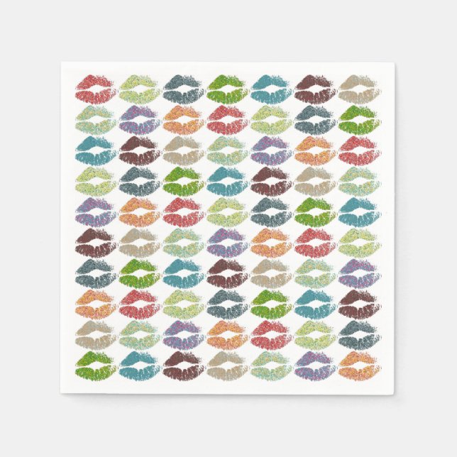 Stilvolle farbenfrohe Lips #16 Serviette (Vorderseite)