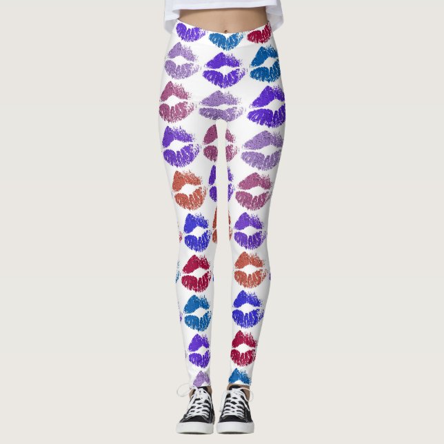 Stilvolle farbenfrohe Lips #37 Leggings (Vorderseite)