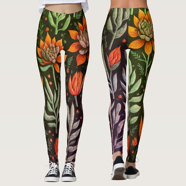 Stilvolle Farbige Gartensukkulente Blumenmuster Leggings (Von Creator hochgeladen)