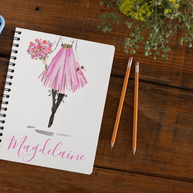 Stilvolle Fashion Pink Rock Blume Frauenjournal Notizbuch (Von Creator hochgeladen)