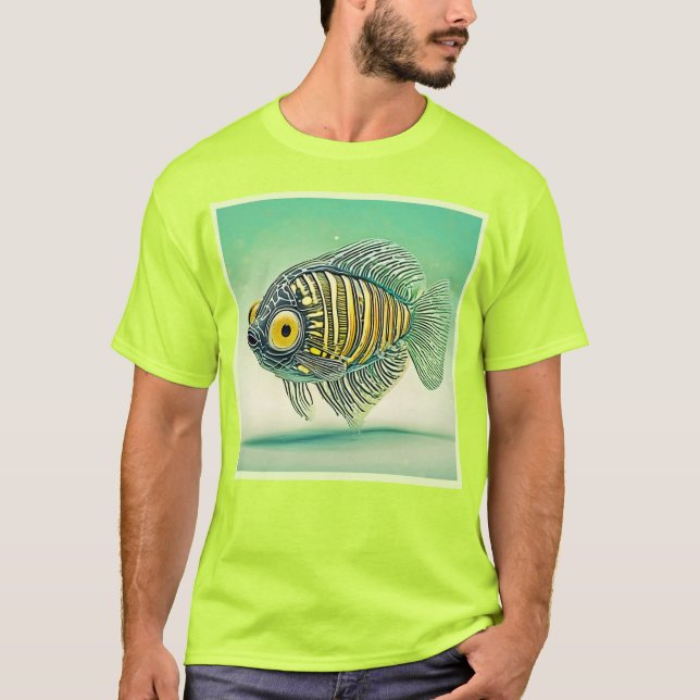 Stilvolle Fischkunst T-Shirt (Vorderseite)