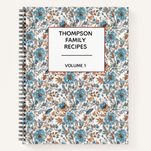 Stilvolle florale Neutöne Personalisiertes Rezept  Notizbuch