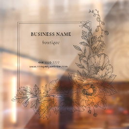 Stilvolle Florale Rand Lounge Salon Firmenname Fensteraufkleber