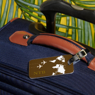 Stilvolle Flugreise Mit Monogramm Brown Gepäckanhänger