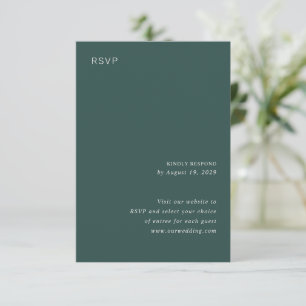 Stilvolle Forest Green Minimalistisch Wedding RSVP Karte