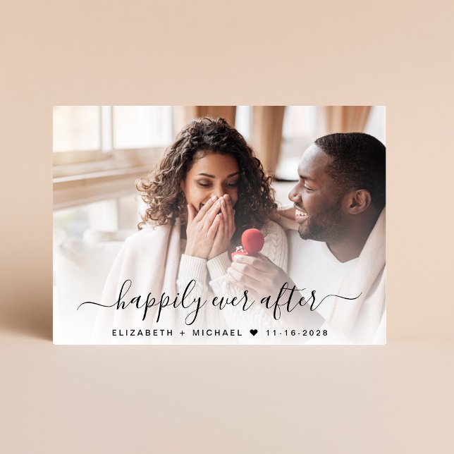 Stilvolle Foto QR Code Cream Wedding Save The Date (Our user-friendly template allows you to easily upload your photo & create a perfect save the date)