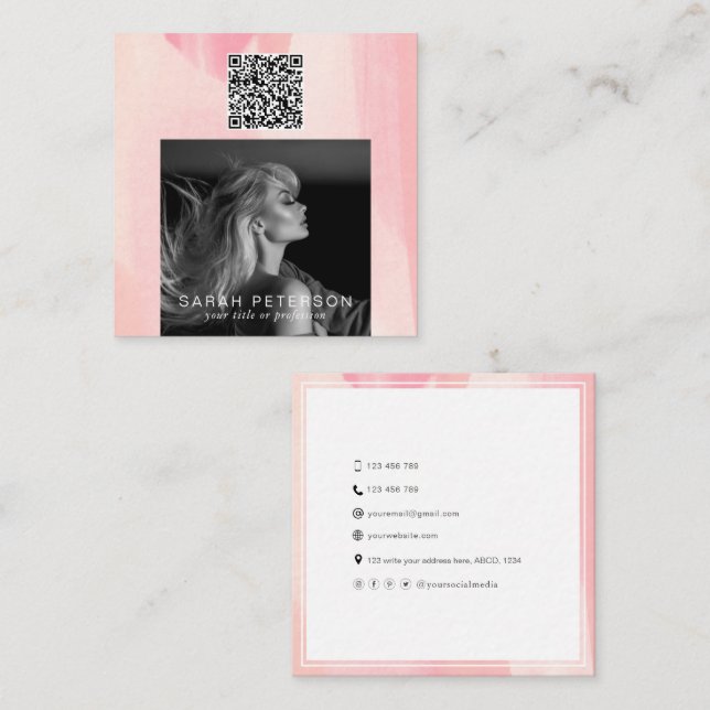 Stilvolle Foto QR Code Models Tänzer Quadratische Visitenkarte (Vorne/Hinten)