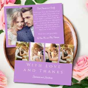 Stilvolle Foto Strip Modern Lilac Lavender Wedding Dankeskarte