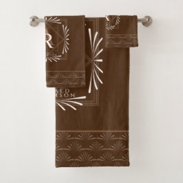 Stilvolle Frame Brown Monogram Badhandtuch Set