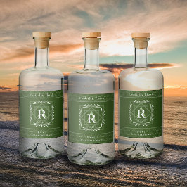 Stilvolle Frame Green Monogram Alkoholflaschenetikett