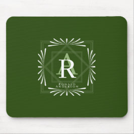 Stilvolle Frame Green Monogram Mousepad