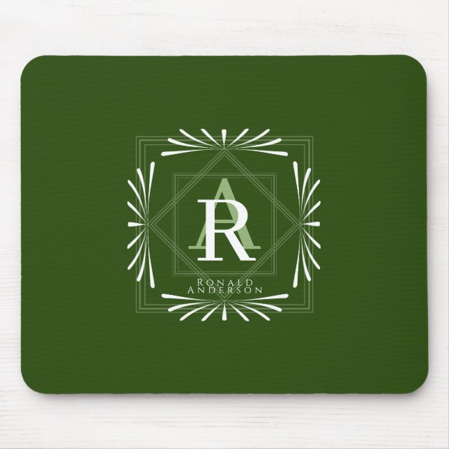 Stilvolle Frame Green Monogram Mousepad (Vorne)