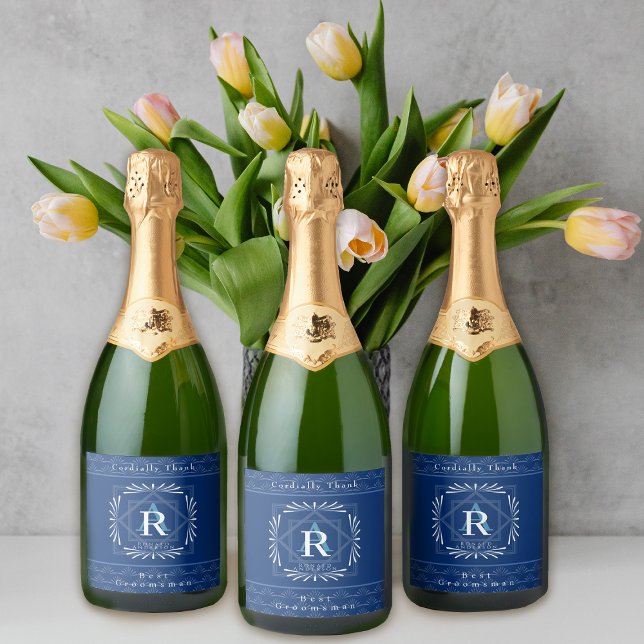 Stilvolle Frame Navy Monogram (Modern stylish Monogram Design. )