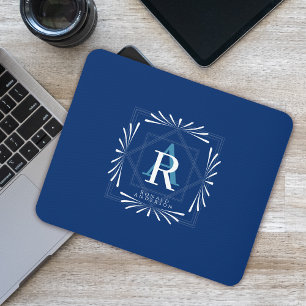 Stilvolle Frame Navy Monogram Mousepad