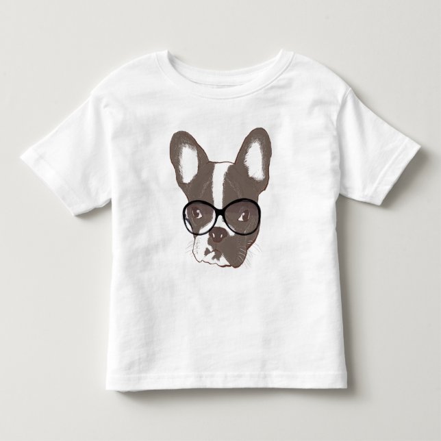 Stilvolle französische Bulldogge Kleinkind T-shirt (Vorderseite)
