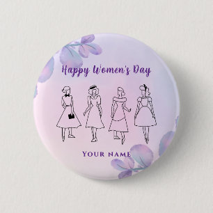 Stilvolle Frauen lila Individuelle Name Frauentag Button