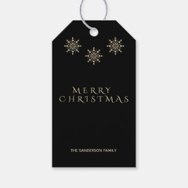 Stilvolle Frohe Weihnachten Schwarze Gold Snowflak Geschenkanhänger