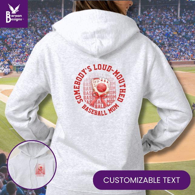 Stilvolle Fun LOUD MOUTHED BASEBALL MAMA Hoodie (Fun stylish LOUD-MOUTHED BASEBALL MOM with customizable text. Ideal baseball drip apparel for Moms)